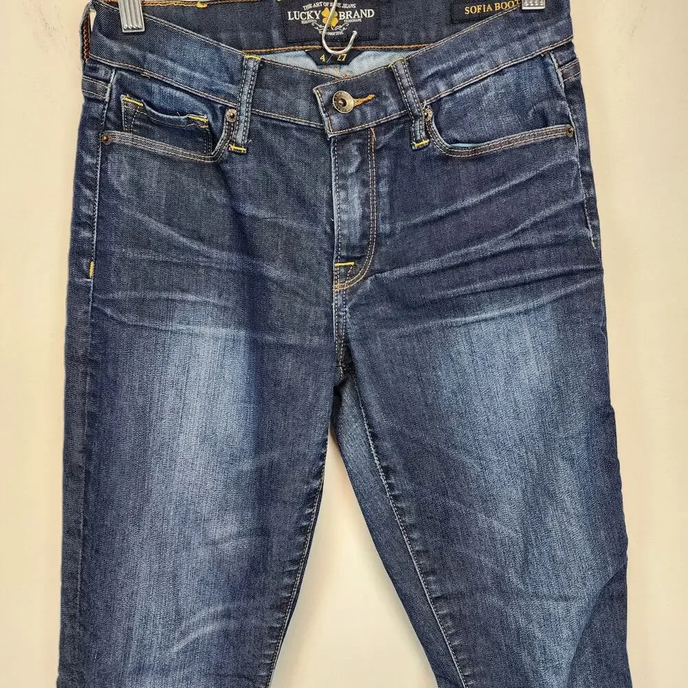 Lucky Brand Womens Sofia Bootcut Jeans Size 4 27x32 Dark Wash Mid Rise Cowgirl